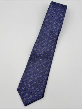 Robert Talbott Best Of Class Blue Silk Tie w Small Floral medallions 60x4”